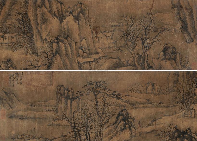 吴历 （款） 甲申（1704年）作 湖山烟树图 手卷