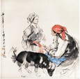 史国良款上学图立轴