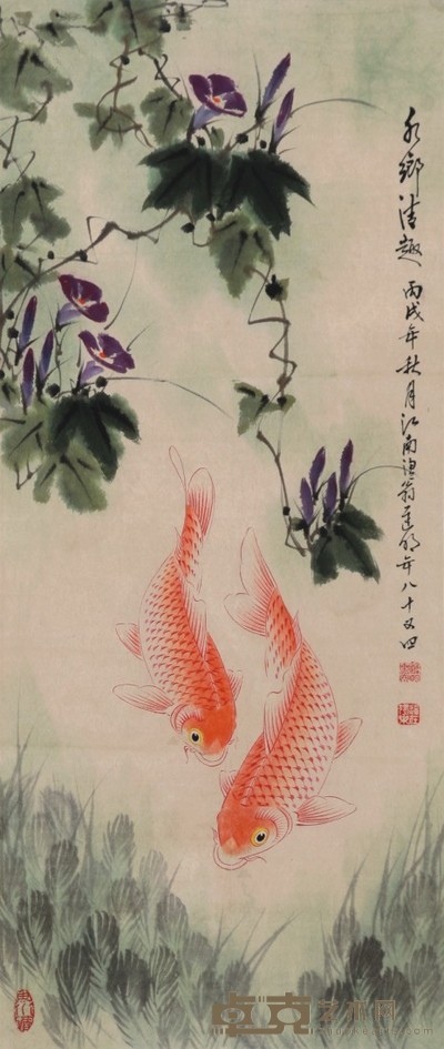 迟明 水乡情趣 立轴 40*95cm