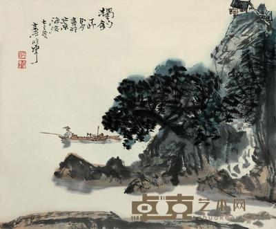 秦岭云 1987年 独钓 立轴 45.5×55cm