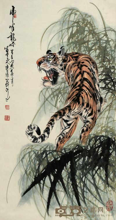 曹环义 1986年 虎啸龙吟 立轴 98×51.5cm