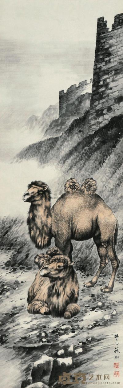 苏楚白 骆驼 立轴 98.5×31.5cm