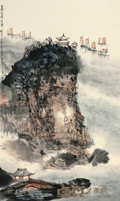 华士清 1979年 太湖之滨 立轴 45×26.5cm
