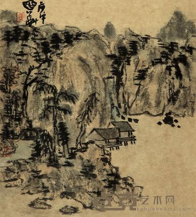 姜国华 1990年作 观瀑图 镜心 25.5×23.5cm