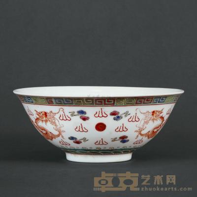 红彩二龙戏珠碗 直径18.5cm
