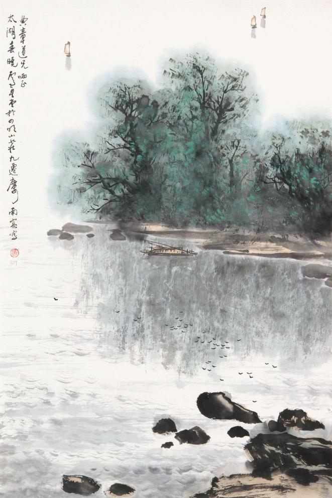 卢星堂 太湖春晓 镜心