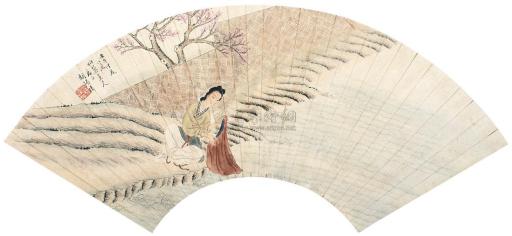 胡锡珪 壬午（1882）年作 浣衣图 扇面