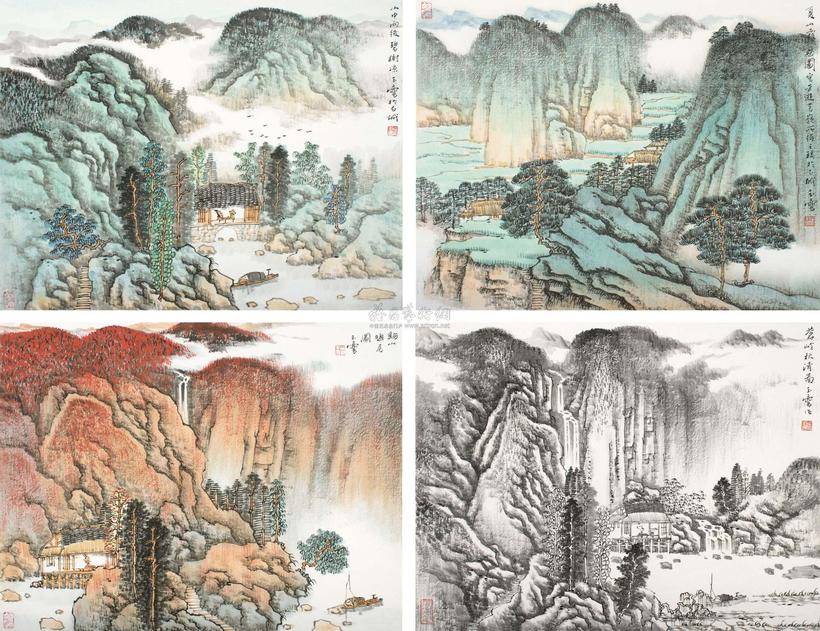 宋玉麟 春夏秋冬四季山水 镜心