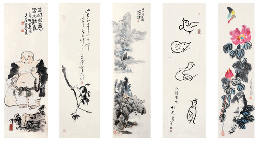 西泠五老（郁重令 林乾良 丁茂鲁 钱大礼 陈仲芳） 小条屏