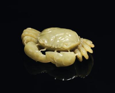黄玉雕螃蟹