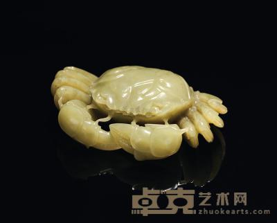 黄玉雕螃蟹 长10cm