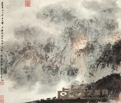 傅抱石 庚子（1960）年作 梁风印象 立轴 48.5×57cm
