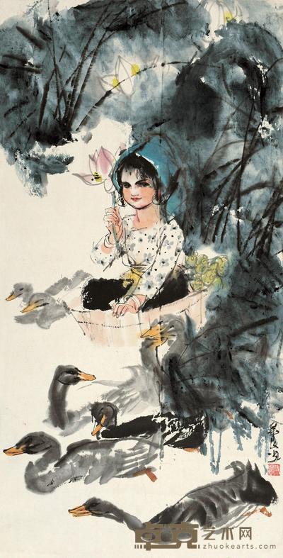 史国良 童年 立轴 95×48.5cm