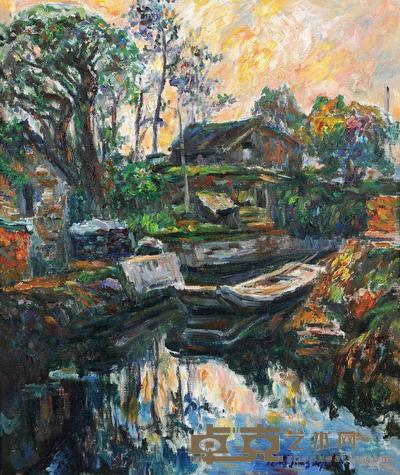 姜德溥 村晚 56×46cm