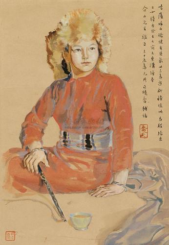 司徒乔 1944年作 哈萨克女骑手 镜心