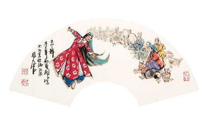 史国良 人物扇面