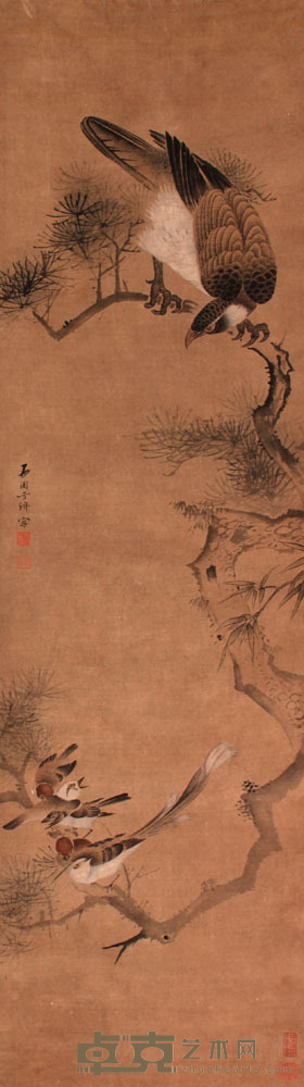 方济 鸟立轴 115×32