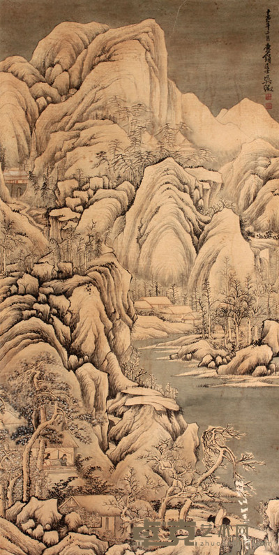 吴徵 山水立轴 132×65