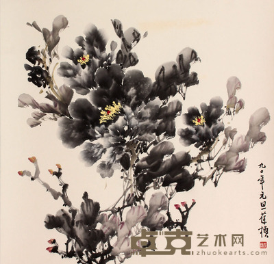 苏葆桢 牡丹立轴 67×67