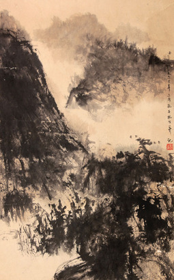 傅抱石 山水镜框