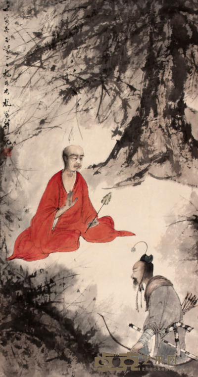 傅抱石 红佛立轴 64×33