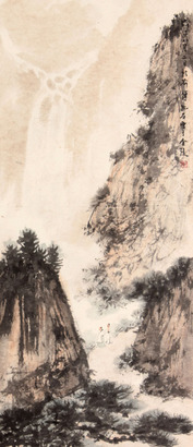 傅抱石 山水人物立轴