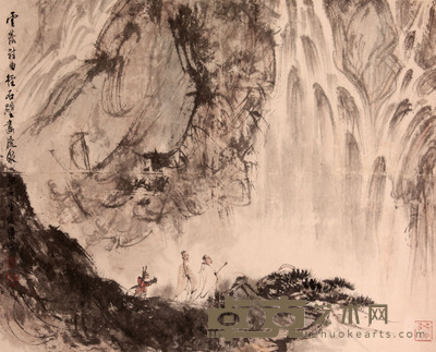 傅抱石 山水立轴 40×48