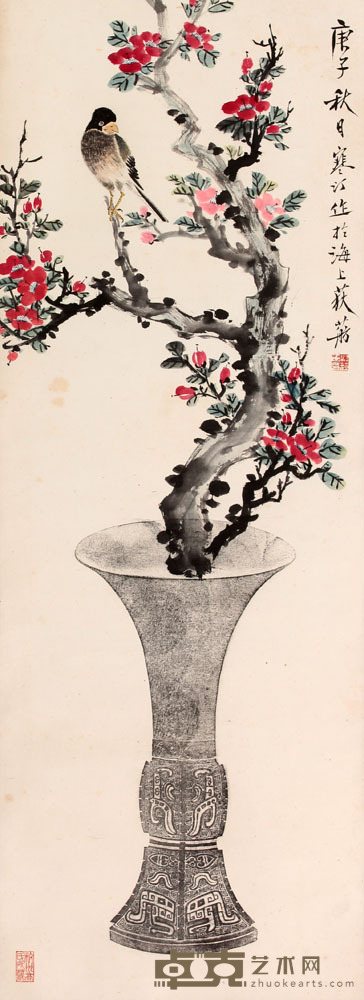 江寒汀 花鸟立轴 92×34
