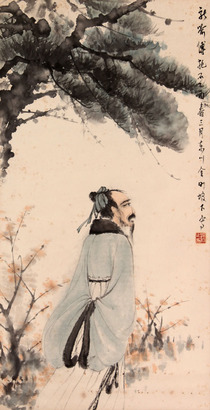 傅抱石 松下高仕立轴