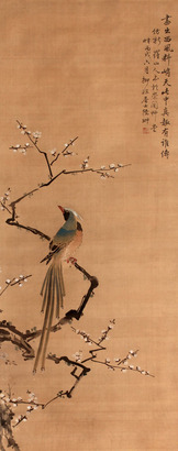 陆抑非 花鸟立轴