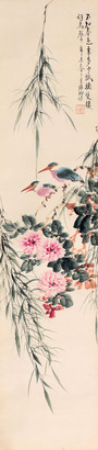 陆抑非 花鸟立轴