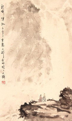 傅抱石 山水人物立轴