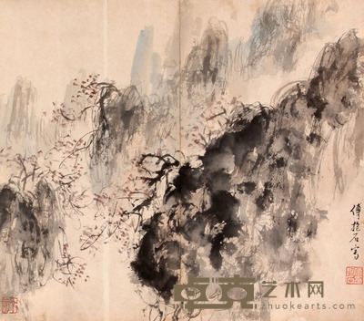 傅抱石 山水立轴 30×34