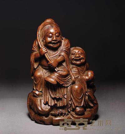 竹雕和合二仙 高8.0cm