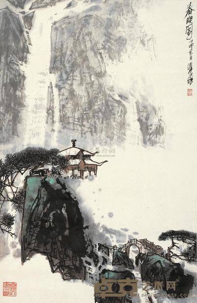 叶维 丁卯（1987）年作 春晓图 立轴 68×43.5cm