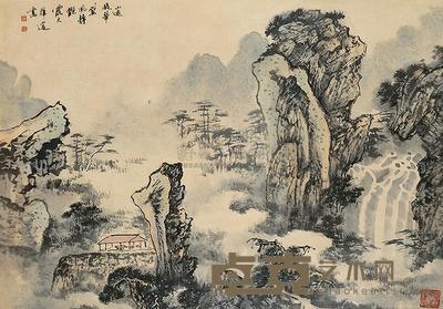 薛邃 山远凝翠黛 镜框 47×67.5cm