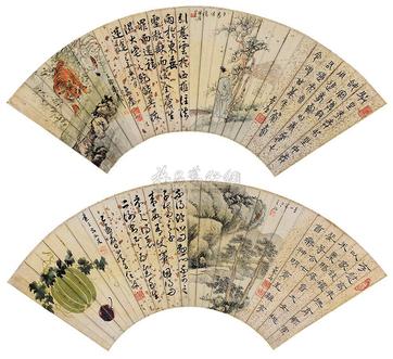 任政 朱梦庐 书画双挖 立轴