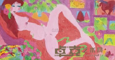 丁雄泉 约80年代作 春色无边图 127.6×246.3cm