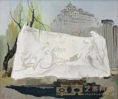 吴冠中 1989年作 街头纪念碑 44×52cm