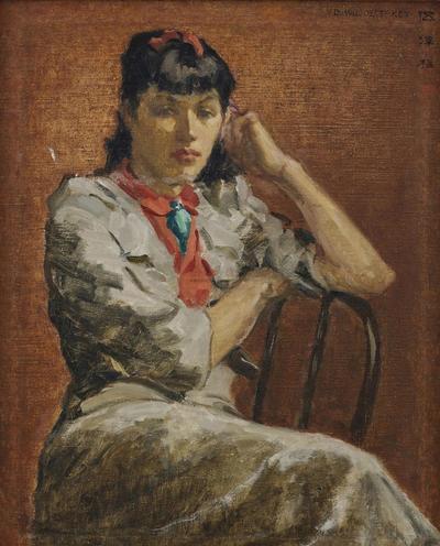 伍泽枢 1940年作 红衣淑女