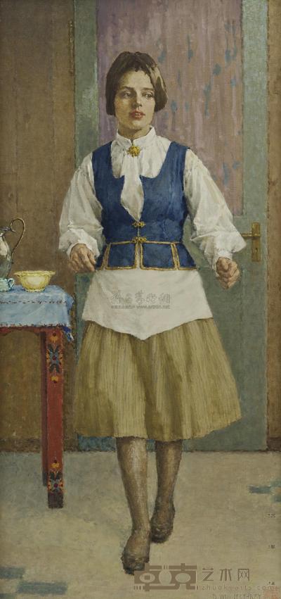 伍泽枢 1965年作 挪威少女 127×61cm