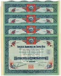 1927年宋雷农业协会（Societe Agricole du Song-Ray）股票共5张连号