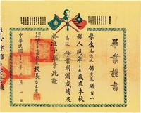 民国三十七年（1948年）开平县平安乡第二中心国民学校·毕业证书1张