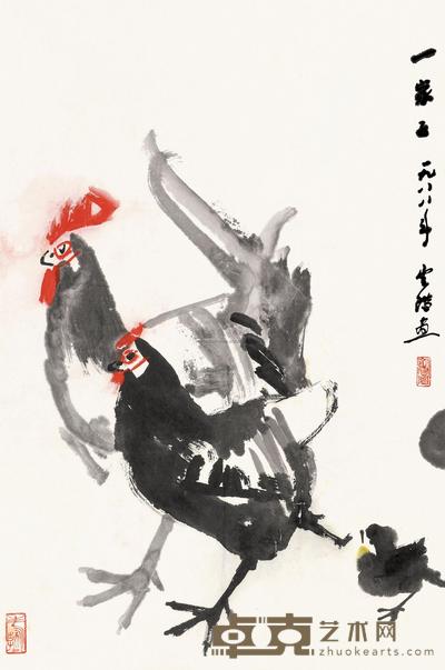 俞云阶 鸡 立轴 68×45cm