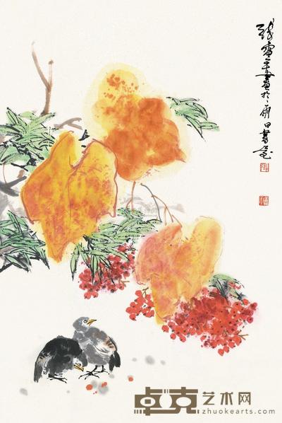 张雷平 花鸟 镜片连框 67×45cm