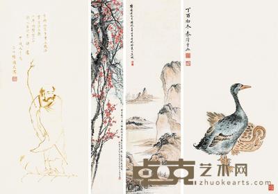 赵云壑 等 花卉等 （四件） 屏轴 尺寸不一
