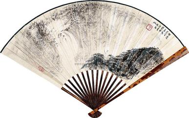 傅抱石 山水 成扇