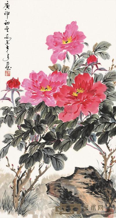 乔木 牡丹 立轴 81×43cm