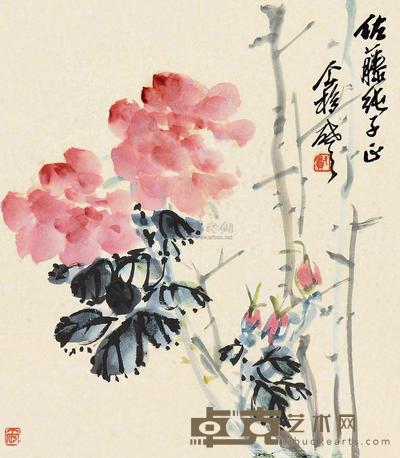 王个簃 花卉 册页片 27×24cm