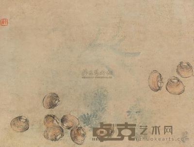 卓庵 贝壳 屏轴 24×30cm